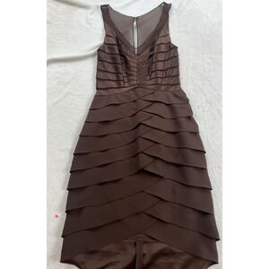 XSCAPE $160 Brown Dress Layered‎ Evening Style X6338 Mesh Atlas size 6